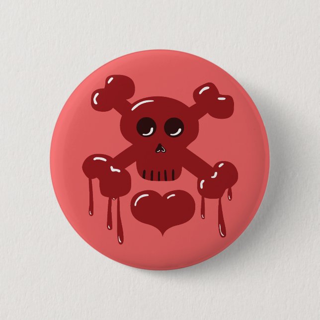 Totenkopf mit gekreuzter Knochen Button (Vorderseite)
