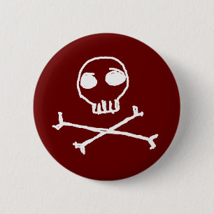 Totenkopf mit gekreuzter Knochen-Knopf Button