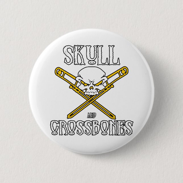 Totenkopf mit gekreuzter Knochen-Knopf (Trombones) Button (Vorderseite)