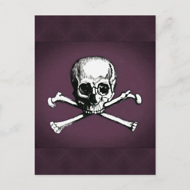 Totenkopf mit gekreuzter Knochen Postkarte (Vorderseite)