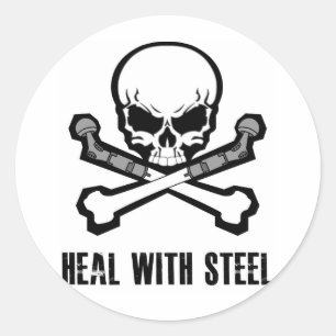 Totenkopf mit gekreuzter Knochen Runder Aufkleber