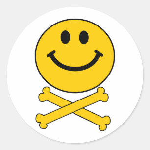 Totenkopf mit gekreuzter Knochen Runder Aufkleber