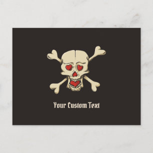 Totenkopf mit Herzen Postkarte