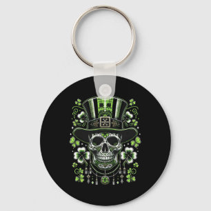 Totenkopf mit Hut St. Patricks irische Männer Frau Schlüsselanhänger