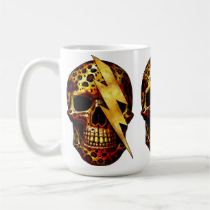 Totenkopf mit Leopardenmuster und Goldfunken Kaffeetasse
