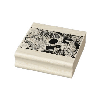 Totenkopf mit Ornamenten Gummistempel