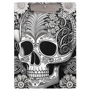 Totenkopf mit Ornamenten Klemmbrett