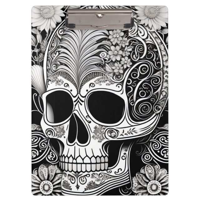 Totenkopf mit Ornamenten Klemmbrett (Vorderseite)
