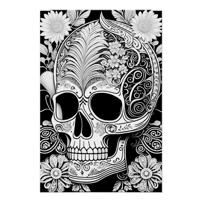 Totenkopf mit Ornamenten Poster (Vorderseite)