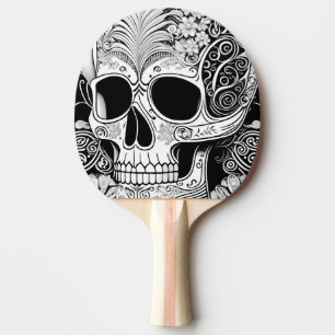 Totenkopf mit Ornamenten Tischtennis Schläger