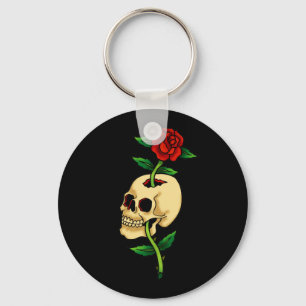 Totenkopf mit Rose Schlüsselanhänger