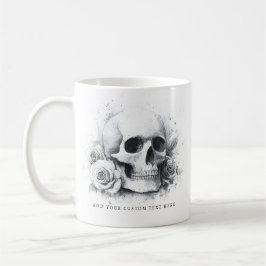 Totenkopf mit Rosen Aquarellmalerei Kaffeetasse