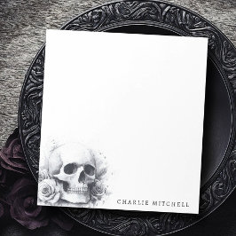 Totenkopf mit Rosen Aquarellmalerei Notizblock