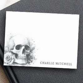 Totenkopf mit Rosen Aquarellmalerei Post-it Klebezettel
