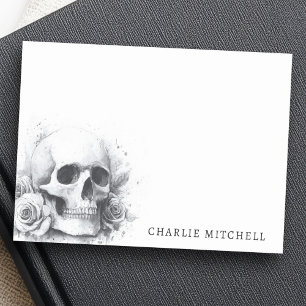 Totenkopf mit Rosen Aquarellmalerei Post-it Klebezettel