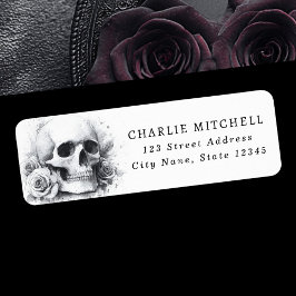 Totenkopf mit Rosen Halloween-Rücksendeadresse