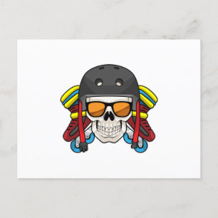 Totenkopf mit Sonnenbrille & Inline-Skates Postkarte
