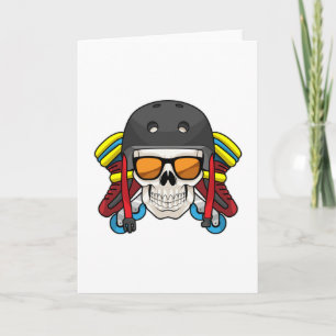 Totenkopf mit Sonnenbrille und Inline-Skates Karte