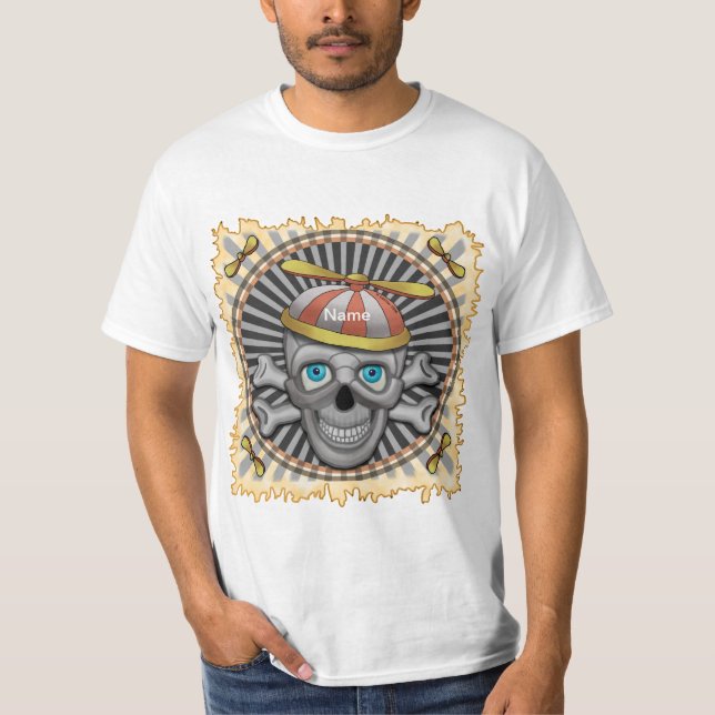 Totenkopf mit Strickmütze T-Shirt (Vorderseite)