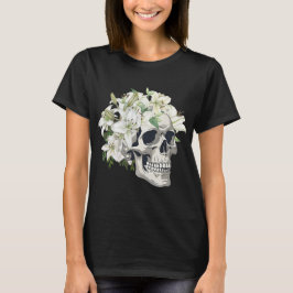 Totenkopf mit weißen Lilien FRAUEN T-SHIRT