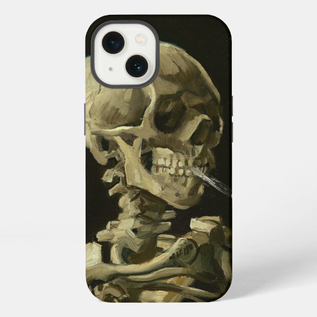 Totenkopf mit Zigarette Van Gogh iPhone Hülle (Rückseite)