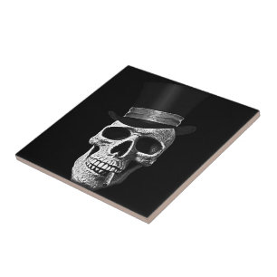 Totenkopf mit Zylinder Fliese