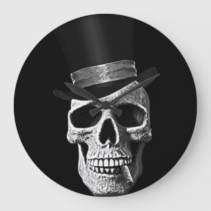 Totenkopf mit Zylinder Große Wanduhr