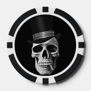 Totenkopf mit Zylinder Pokerchips