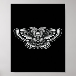 Totenkopf Moth Tattoo Art inspirierte Symbolische Poster