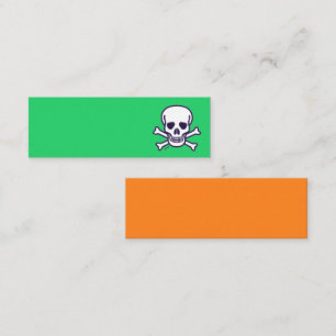 Totenkopf n Bones grüne und orange Mini-Vizitkarte Mini Visitenkarte