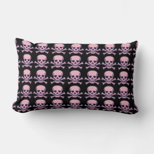 Totenkopf n Bones rosa schwarze Lendenkissen