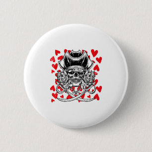 Totenkopf-Pirat-Herzen Valentinstag Süßer Jolly Ro Button