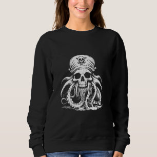 Totenkopf-Piratenkapitän-Oktopus-Dämon-Tattoo-Hall Sweatshirt