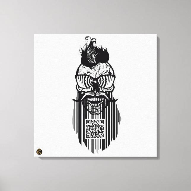 Totenkopf QR G-Skulls Strichcode mit Bart 3 Leinwanddruck (Vorderseite)