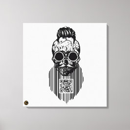 Totenkopf QR G-Skulls Strichcode mit Bart 4 Leinwanddruck
