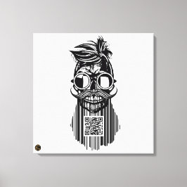 Totenkopf QR G-Skulls Strichcode mit Bart 6 Leinwanddruck