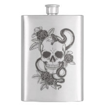 Totenkopf Rose und Schlange
