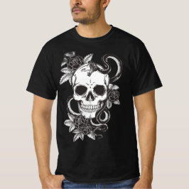 Totenkopf Rose und Schlange T-Shirt