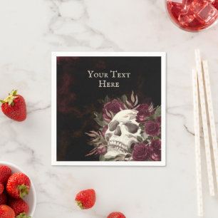 Totenkopf Rosen Burgunder Schwarz Grunge Personali Serviette