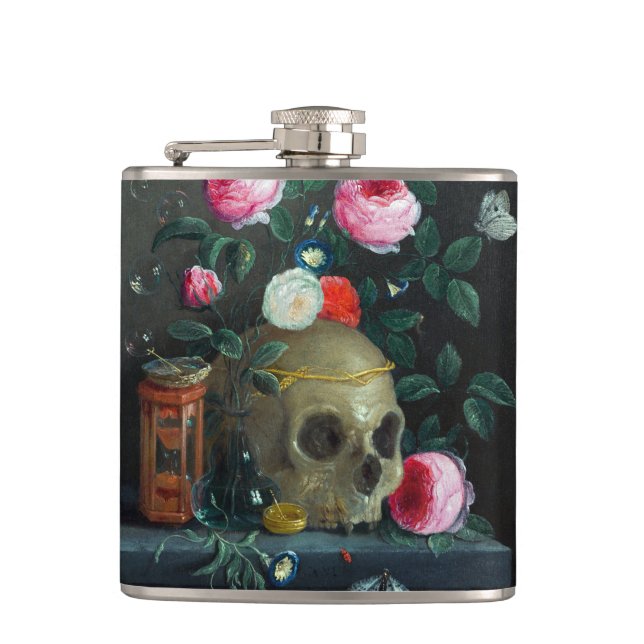 Totenkopf & Rosen Flachmann (Vorderseite)
