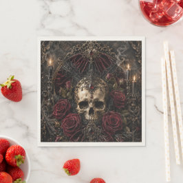 Totenkopf & Rosen Halloween-Cocktailserviette Serviette