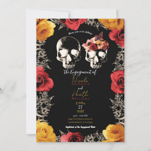 Totenkopf Rot Gelb Herbst Blumen Hochzeit Einladung
