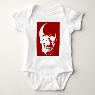 Totenkopf - Rot-weiße Metal-Fantasy-Kunst Baby Strampler