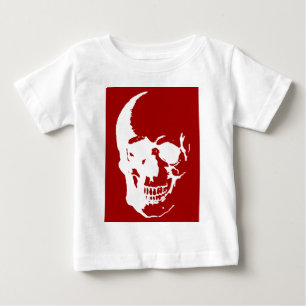 Totenkopf - Rot-weiße Metal-Fantasy-Kunst Baby T-shirt