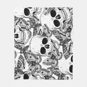 Totenkopf, Schmetterlinge: handgezeichnetes Vintag Fleecedecke