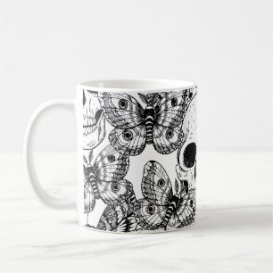 Totenkopf, Schmetterlinge: handgezeichnetes Vintag Kaffeetasse