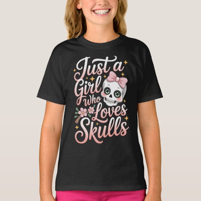 Totenkopf Shirt Mädchen Frauen Gothic (Vorderseite)