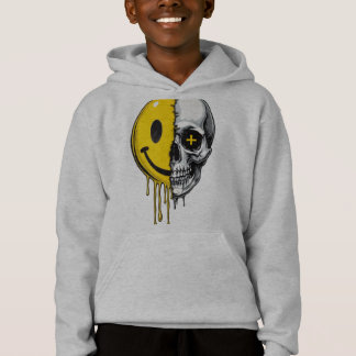 Totenkopf Smiley Drip Hoodie – Street Art Fettes D