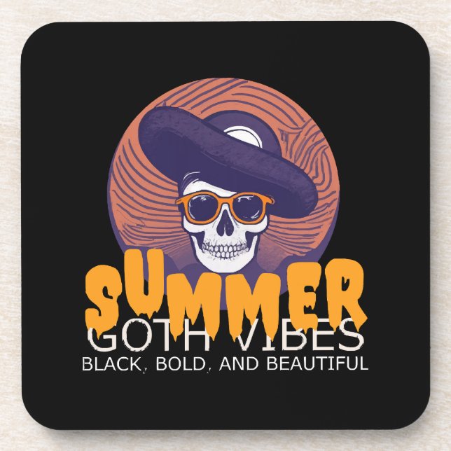Totenkopf-Sommerhut Getränkeuntersetzer (Vorderseite)