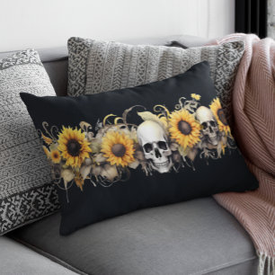 Totenkopf Sonnenblume Halloween Goth Lendenkissen